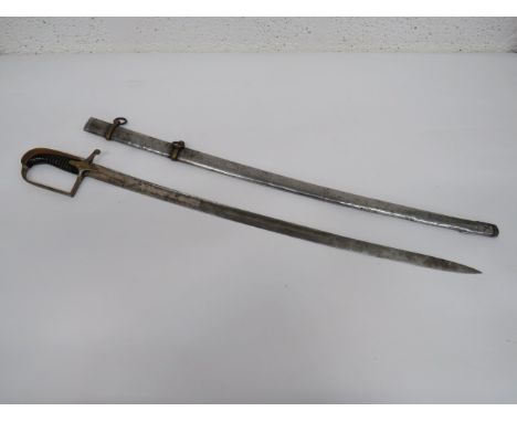 Polish M1917  Cavalry Sword 29 1/2 inch, single edged, slightly curved, plated blade.  Large fuller.  The forte stamped 'G Bo