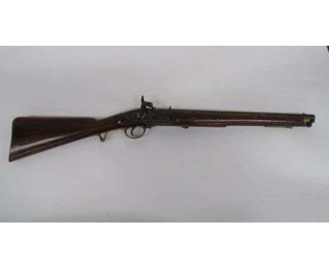 British M1844 Yeomanry Cavalry Percussion Carbine .650 carbine, 20 inch, smoothbore barrel.  Rear V sight.  The breech with v