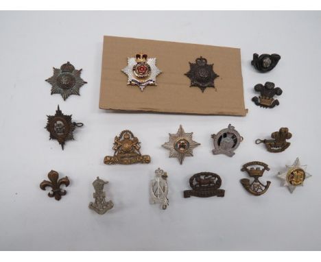 Small Selection of Various Officer Badges including silvered and gilt Worcestershire ... Tudor crown silvered Green Howards .