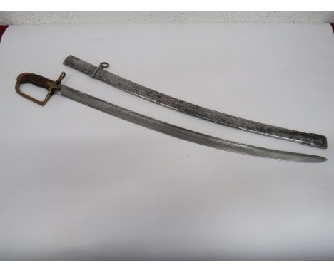 Polish M1934 Cavalry Sword 32 3/4 inch, single edged, slightly curved blade with large fuller and narrow rear fuller.  Forte 