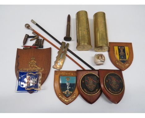 Small Selection of Various Items including 2 x WW1 brass German shell cases engraved with Royal Artillery badges ... 1945 dat