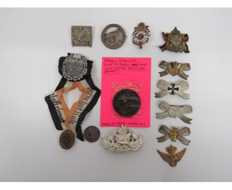 Small Selection of Imperial German Items including white metal 21 Korps 1916 badge ... Gilt and enamel Imperial Navy badge ..