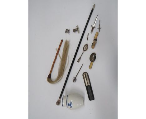 Small Selection of Various Items including Sarhwal Rifles post 1901 swagger stick ... Bamboo shafted fly whip ... Folding cam