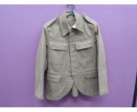 WW2 Dated 1922 Pattern Economy Service Dress Doublet khaki, woollen, single breasted, closed collar, converted doublet front 