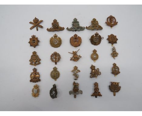 Selection of Corps Cap Badges including KC brass ERVII RE ... KC brass GRV RE ... KC brass GRVI RE ... KC brass MGC ... KC br