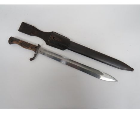 Imperial German G98 Early Pattern Butcher Bayonet 14 1/2 inch, single edged blade widening towards the point.  Large fuller. 