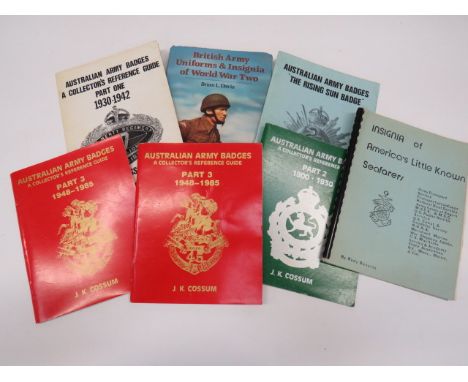 Small Selection of Australian Army Badge Books consisting Australian Army Badges 'The Rising Sun Badge' by Cossum ... Austral