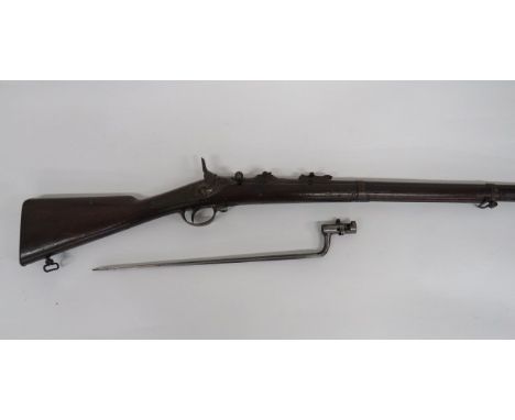 Belgian Albini Braenlin Obsolete Calibre Rifle and Bayonet 34 inch, 11 mm x 50R barrel.  Rear ladder sight with Halkin indire