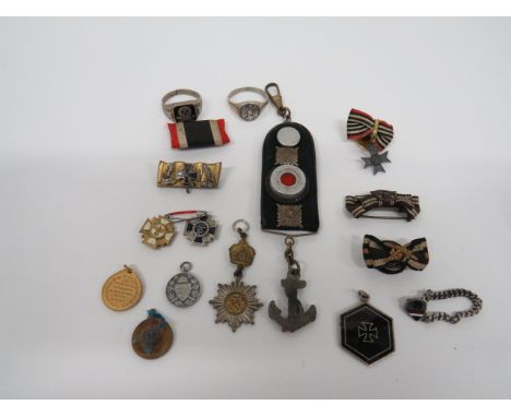 Small Selection of German Miniature Medals and Bars including NSDAP Long Service gilt and painted ... NSDAP Long Service silv