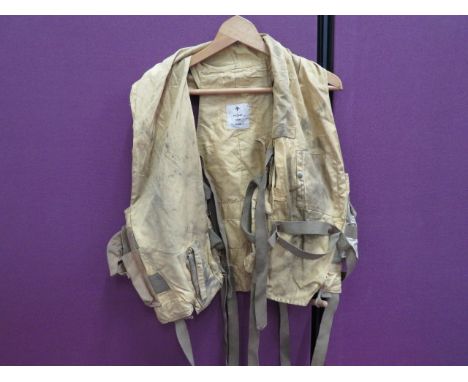 RAF 1941 Pattern Yellow Mae West yellow drill material vest.  Tan canvas light pocket to the right side.  Left chest mirror p