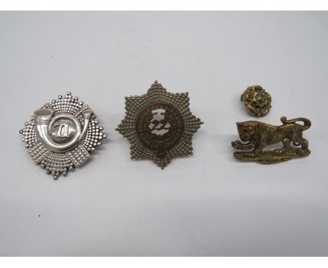 Three Various Pouch Badges Including Silver HLI Example consisting cast brass tiger and separate rose head pouch badge.  Rear