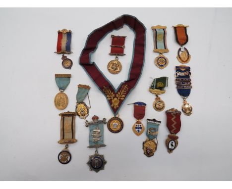 Selection of Lodge and Buffalo Order Medallions including gilt and enamel Royal Masonic Institution For Boys Steward 1952 Lan