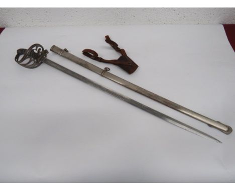 37th Middlesex Rifle Volunteers Corps Presentation Sword Rifle Volunteers pattern sword.  32 3/4 inch, single edged blade.  L