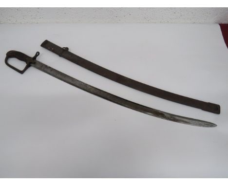 Polish M1934 Cavalry Sword 32 3/4 inch, single edged, slightly curved blade with large fuller and narrow rear fuller.  Forte 