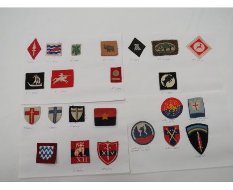 Selection of Corps and Higher Command Formation Badges including bevo weave 2nd Corps ... Embroidery 3rd Corps ... Embroidery