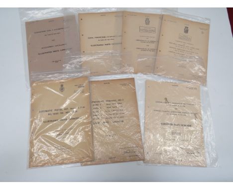 Small Selection of Official Weapons Parts Catalogues including LIIAI Automatic Pistol (Browning) 1979 ... L2A3 Submachine Gun