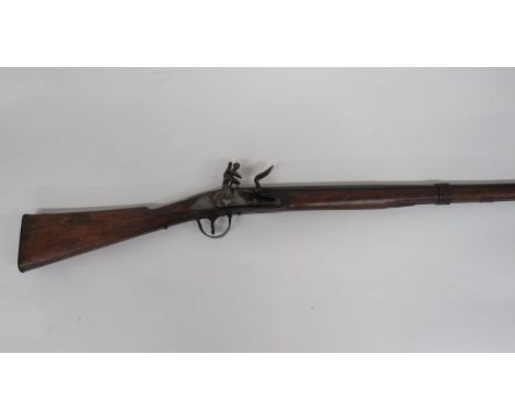 Early 19th Century Flintlock E.I.C. Trade Musket 30 1/2 inch, 20 bore, half octagonal barrel.  The breech with proof stamps. 