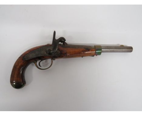 Russian Model 1848 Percussion Military Pistol 9 1/2 inch, .700 smoothbore barrel.  Brass foresight.  Back action lock plate. 
