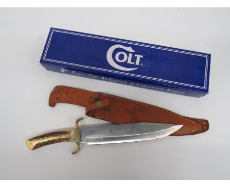 Modern Colt Commemorative Bowie Knife 10 1/2 inch, single edged, clipped point blade.  The forte stamped 'Colt Since 1839' an