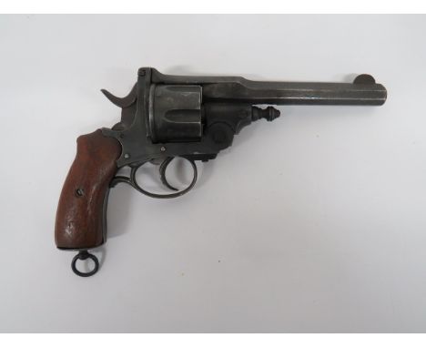 Deactivated Webley Style Self Ejecting Revolver .45, 5 3/4 inch, hinged opening barrel.  Six shot blued fluted cylinder with 