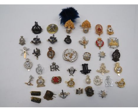 Selection of Post 1953 Badges cap badges include QC bi-metal Royal Reg of Fusiliers ... Gilt and enamel Queens Lancashire Reg