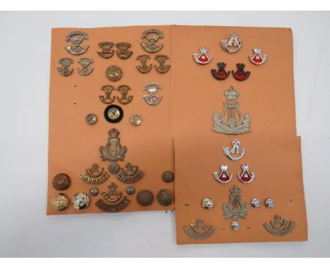 Selection of Somerset Light Infantry Badges cap badges consist cast brass ... White metal ... Small white metal ... Plated So