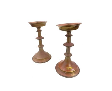 Pair of church brass candlestick holders measures approx 