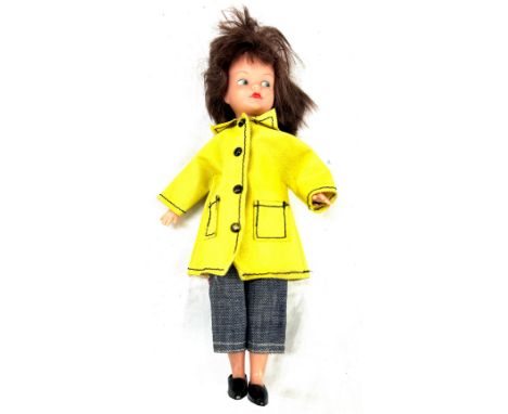 Pedigree Sindy, early patch brunette dolls with painted eyebrows, eyes and lips, hair has been cut 