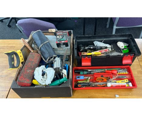 Selection of tools includes hammers screw drivers saws etc 