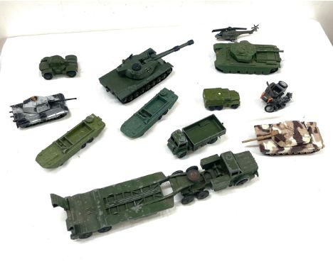 Selection of Dinky and match box army tanks 