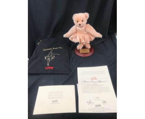 Steiff  Vienna Ballerina on stand 661556 no 940 of 1500 musical bear with storage bag COA, working order 