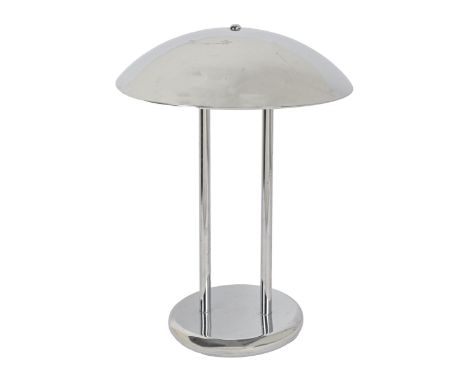 A mid century chromium-plated mushroom top table lamp, 46cm h x 32cm  