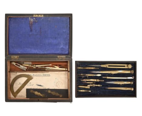 Two sets of Chinese brass and bone opium scales,&nbsp;19th c, in fitted case,one sold with weight, 25cm l, and a Victorian se