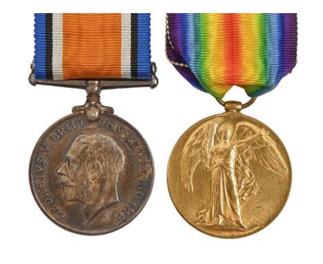 WWI pair British War Medal and Victory Medal 58208 Pt. H. J. Harbarn R War R  