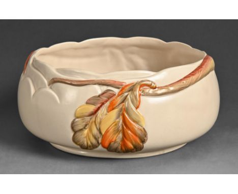 Clarice Cliff. A Chestnut moulded bowl, c.1937, 20.5cm diam, printed mark  