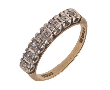 A diamond ring, illusion set in 9ct gold, London 1977, 2.6g, size L  Wear consistent with age