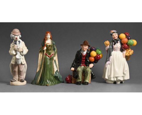 A Royal Worcester figure of The Princess of Tara, a Royal Doulton figure of The Balloon Man and another of Biddy Penny Farthi