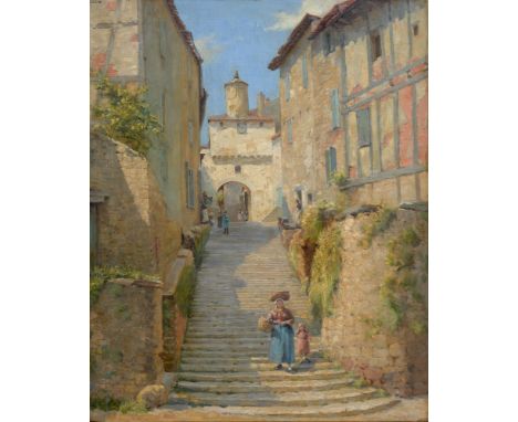 Percy Robert Craft RBA (1856-1934) - Escalier du Pater Cordes, France, signed, signed again and inscribed with the title and 