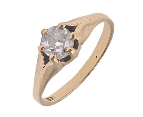 A diamond ring with old-cut diamond in gold, marked 18ct, 2.2g, size N  Light wear