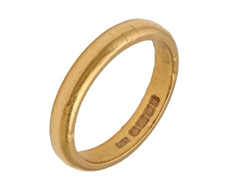 A 22ct gold wedding ring, 6.1g, size M  Wear scratches and slight edge knocks