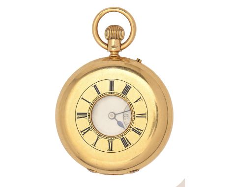 An English 18ct gold half hunting cased keyless lever watch, Charles Packer &amp; Co 78 Regent Strt London, no 17897, with th