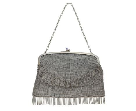 A metalware and chainmail evening bag, 1920s, 16.5cm l, stamped ALPACA  Light faults