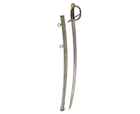A Prussian M1882 cavalry trooper's sword and scabbard, blade stamped ALEX COPPEL SOLINGEN, with scales trademark, back stampe