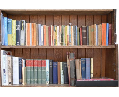 Books. Five shelves of general stock, late 19th c and later, including&nbsp;Leufstedt's Jesus Christ och August Strindberg, S