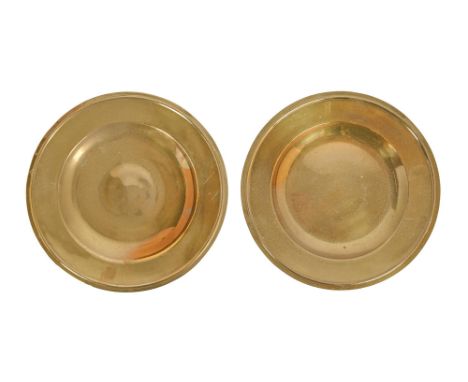 Two Victorian brass alms dishes, the underside engraved All Saints Church Knightsbridge, Consecrated July XXI MDCCCXLIX or Ho