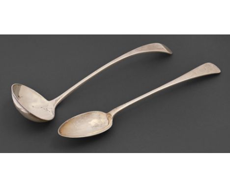 A Victorian silver soup ladle and a gravy spoon, Old English pattern, by W. Hutton &amp; Sons Ltd, London 1900, 14oz 9dwt  Go