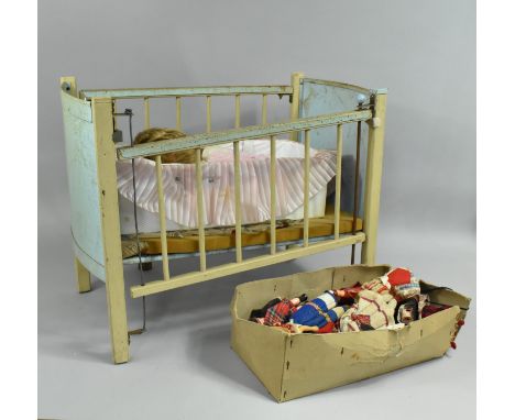 A Vintage Dolls Cot together with Dolls Souvenir Examples Etc 