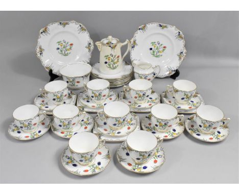 An Early 20th Century Wetley China Service to comprise Eleven Cups, Saucers and Side Plates, Milk Jug, Sugar Bowl Etc (Condit