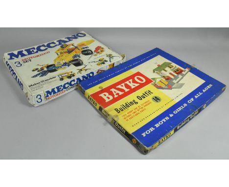 An Incomplete Meccano No. 3 Motorised Set Together with a Part Building Outfit 14 Bayko with Instruction Book 