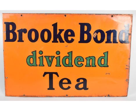 A Vintage Enamelled Sign for Brooke Bond Dividend Tea, 76x51cm 